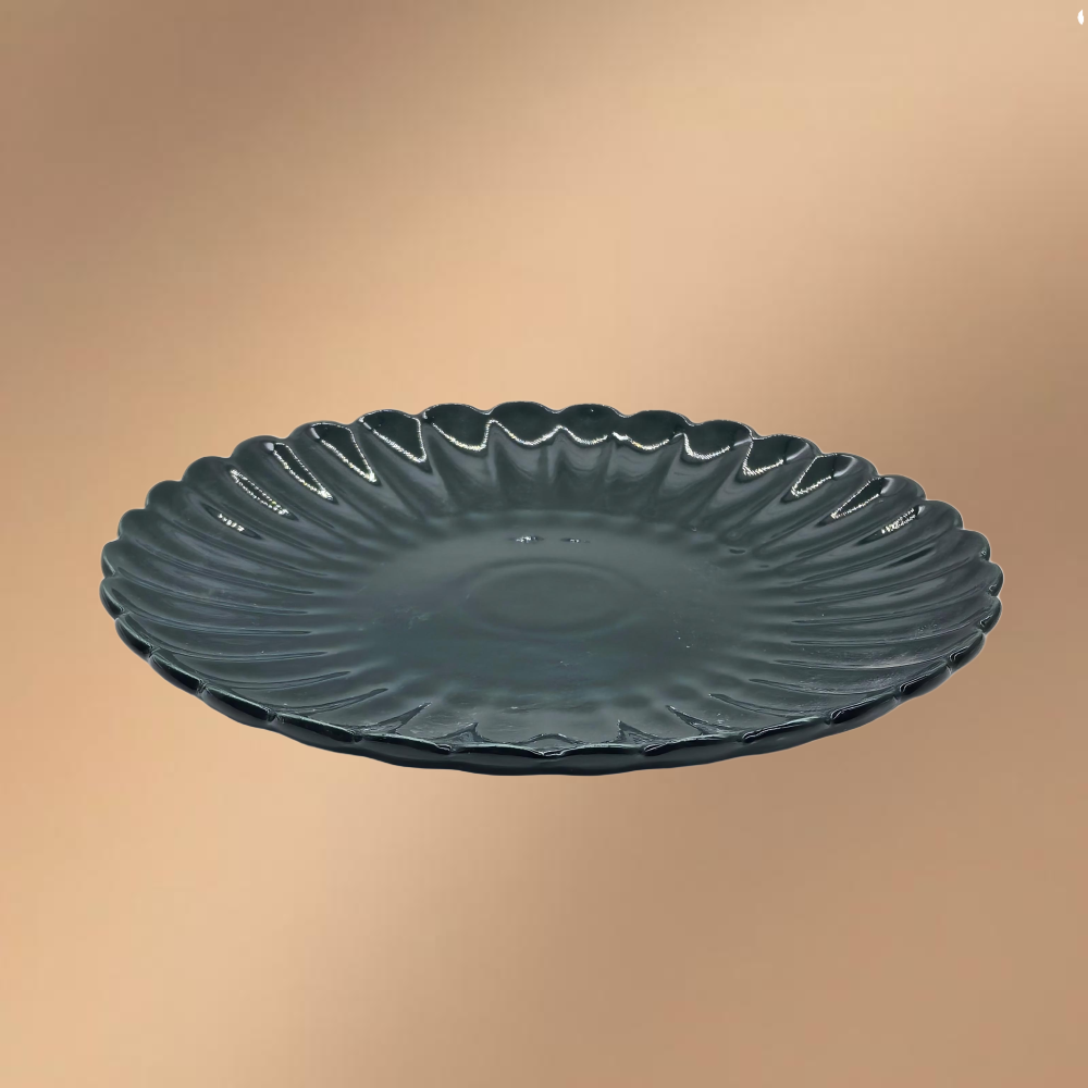 Chrysanthemum Shaped Green Porcelain Dinner Plate,Round Platter For Dessert