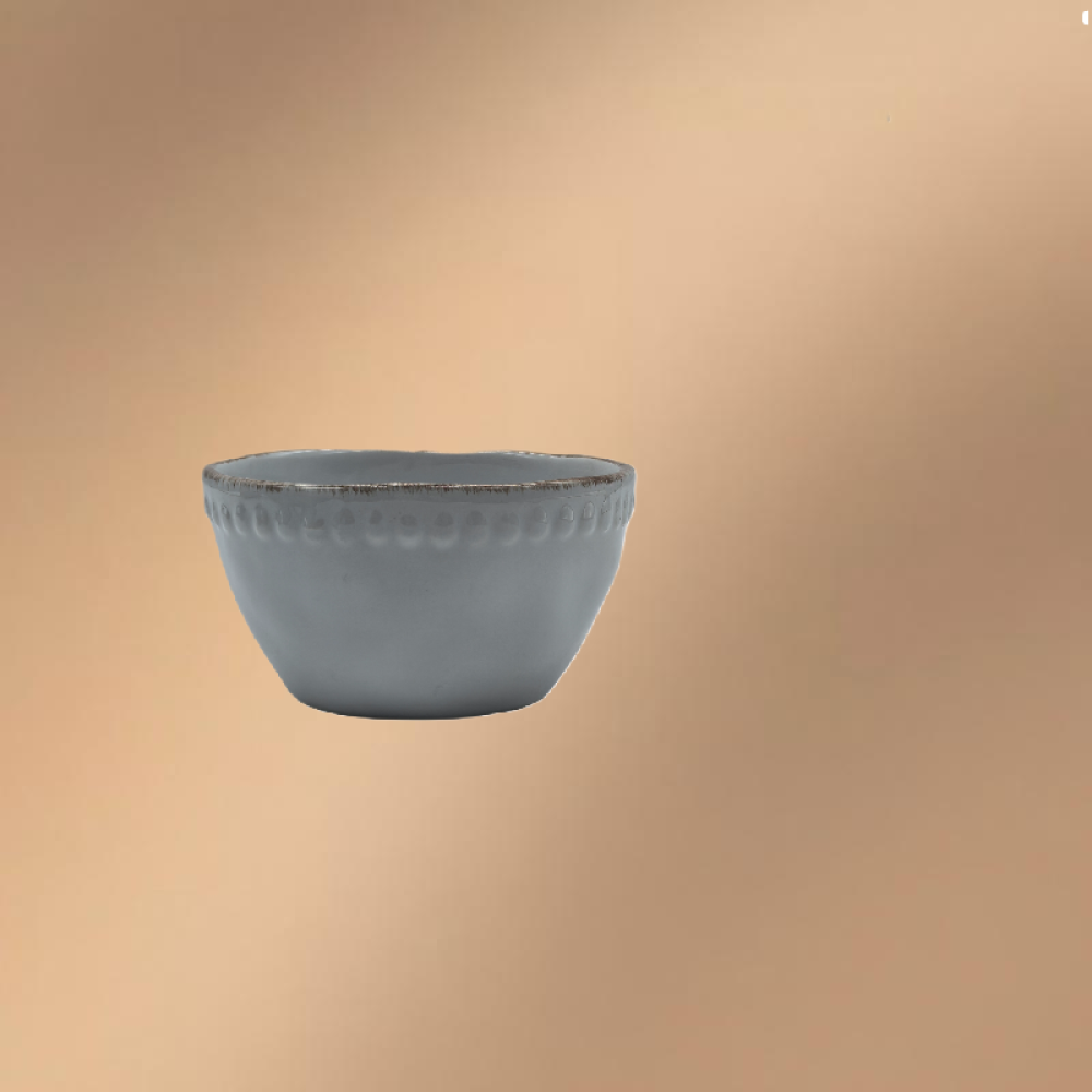 Gray Embossed Porcelain Bowl For Rice,Soup,Cereal,Yogurt