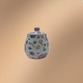 Porcelain Condiment Jar With Lid,Seasoning Jar With Floral Patterns