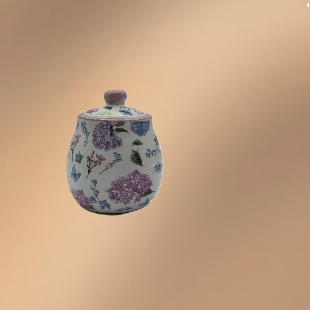 Porcelain Condiment Jar With Lid,Seasoning Jar With Floral Patterns