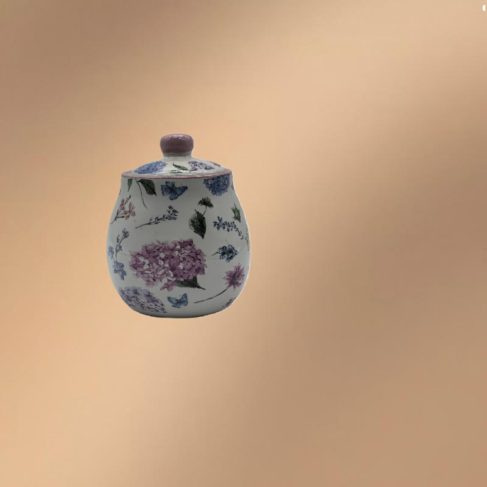 Porcelain Condiment Jar With Lid,Seasoning Jar With Floral Patterns