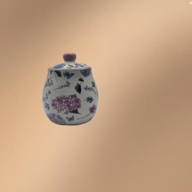 Porcelain Condiment Jar With Lid,Seasoning Jar With Floral Patterns