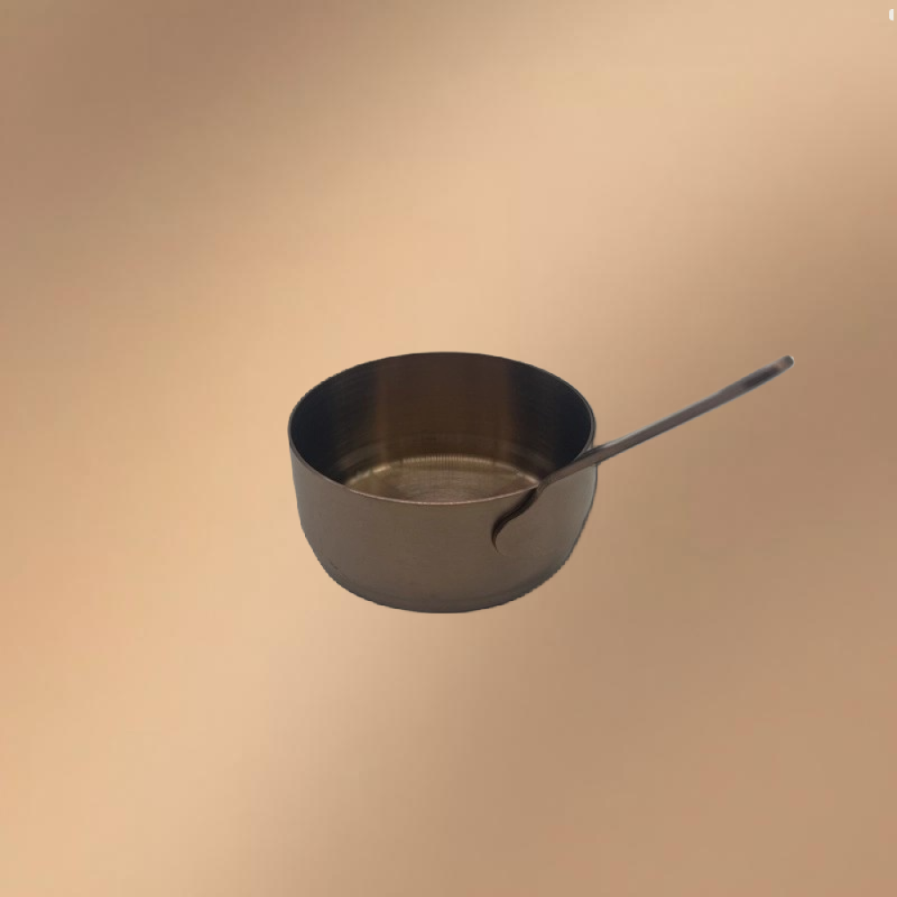 Stainless Steel Golden-Handled Dipping Dish