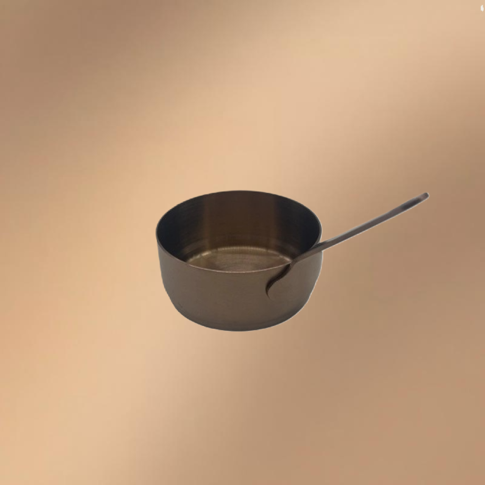 Stainless Steel Golden-Handled Dipping Dish