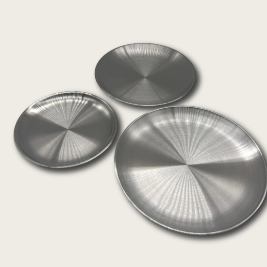 Silver Stainless Steel Round Snack Plate