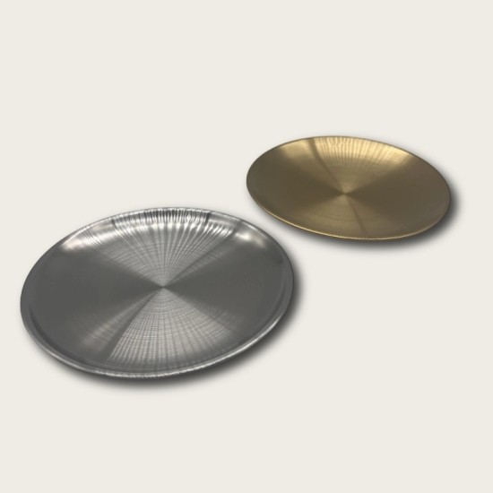 Silver Stainless Steel Round Snack Plate