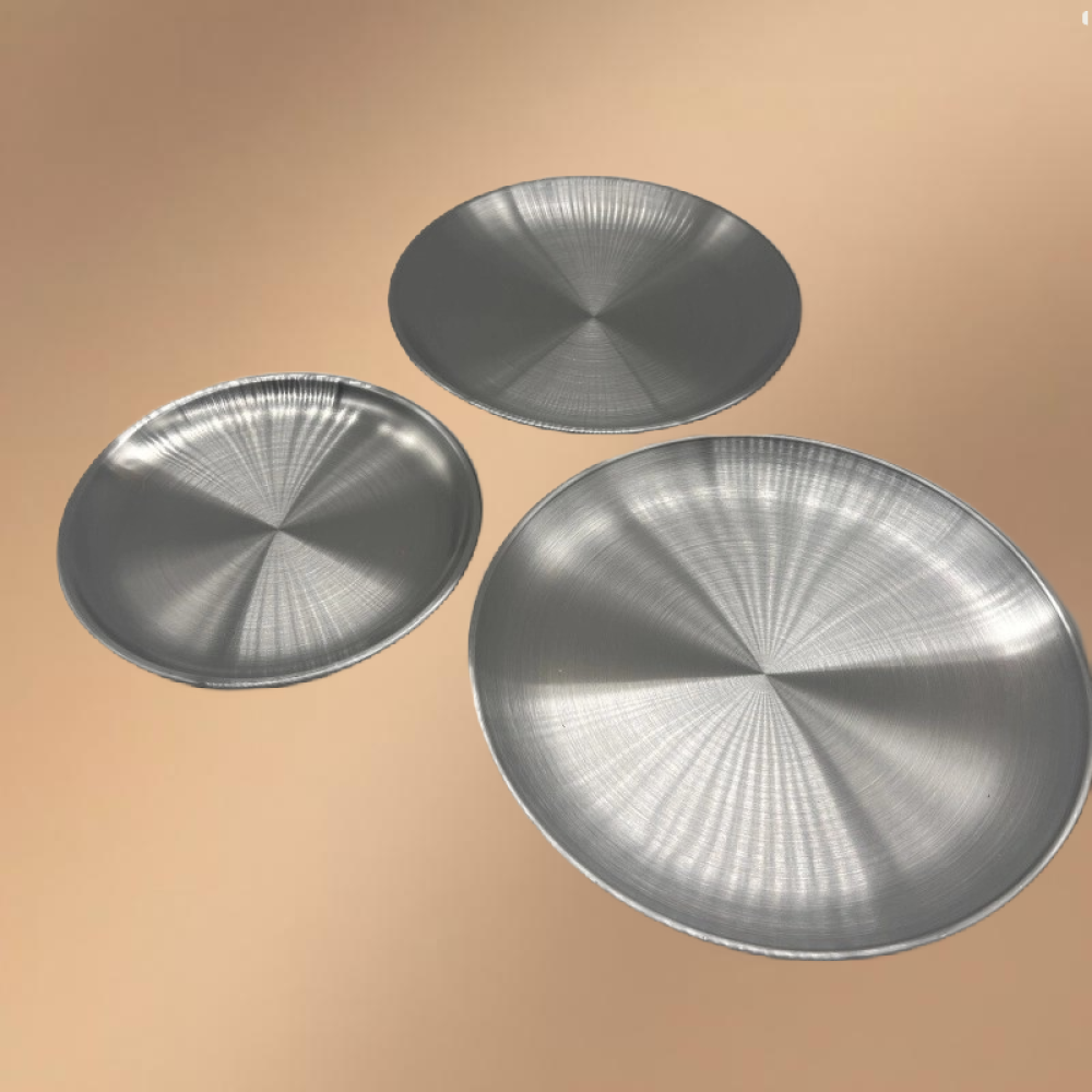 Silver Stainless Steel Round Snack Plate