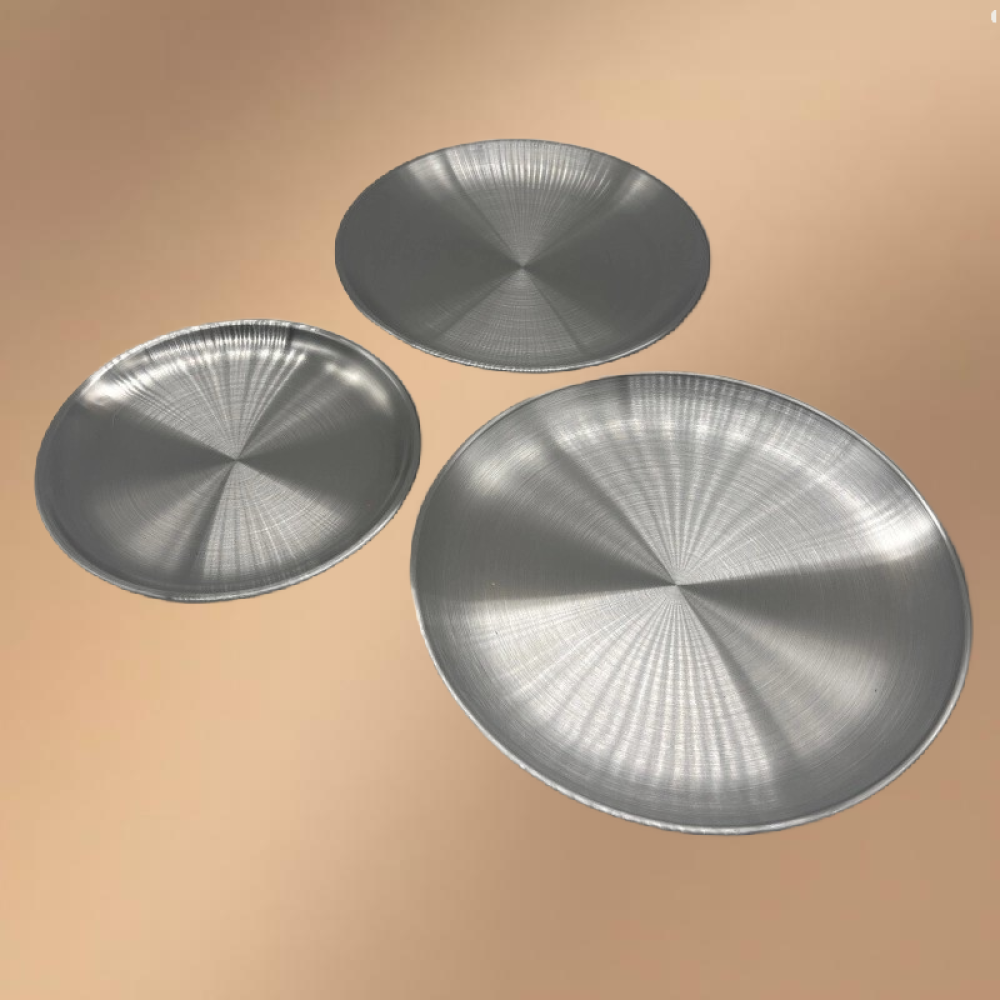 Silver Stainless Steel Round Snack Plate