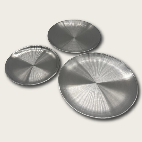 Silver Stainless Steel Round Snack Plate