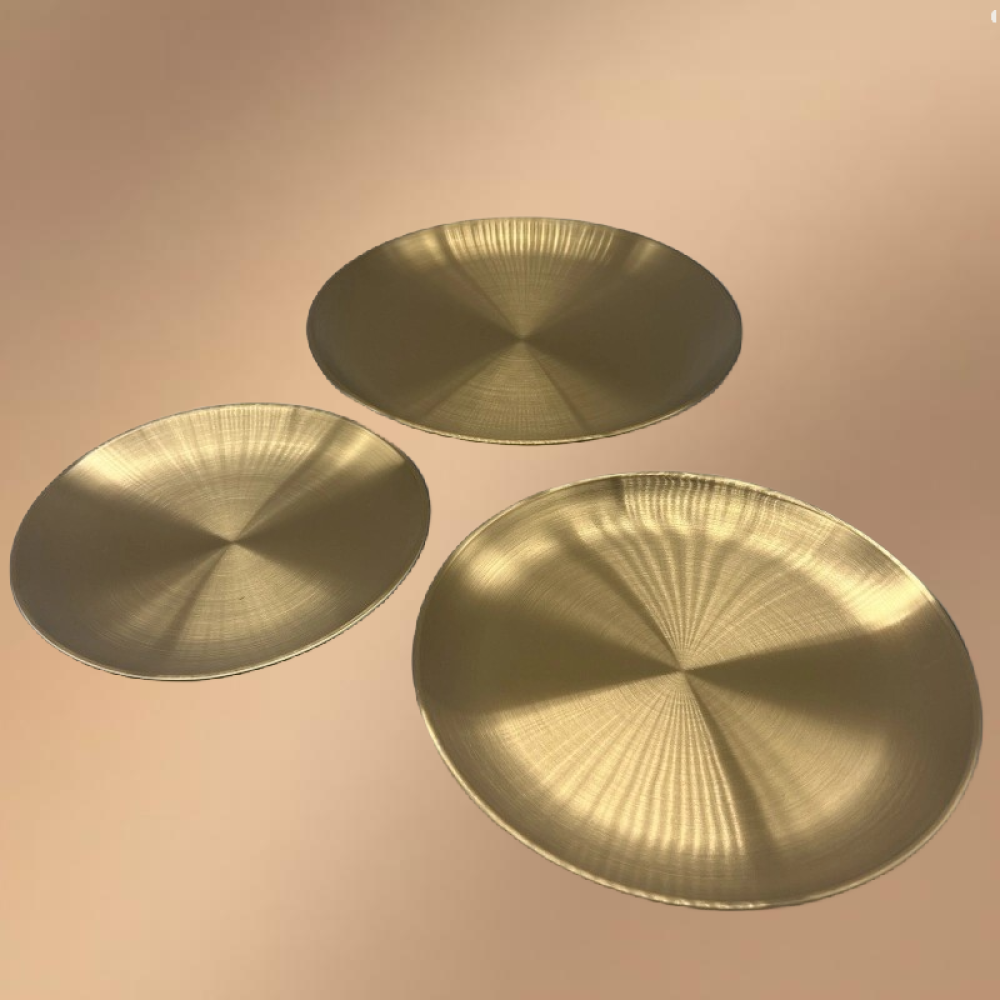 Golden Stainless Steel Round Snack Plate