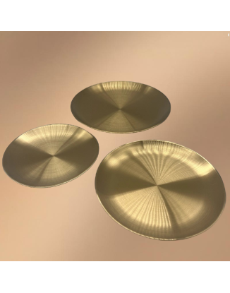 Golden Stainless Steel Round Snack Plate
