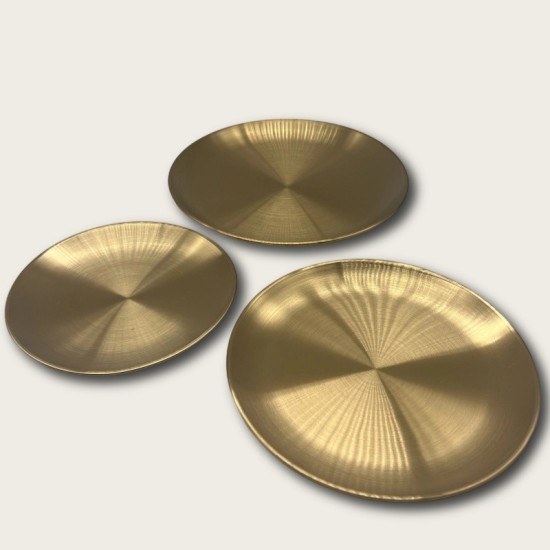 Golden Stainless Steel Round Snack Plate