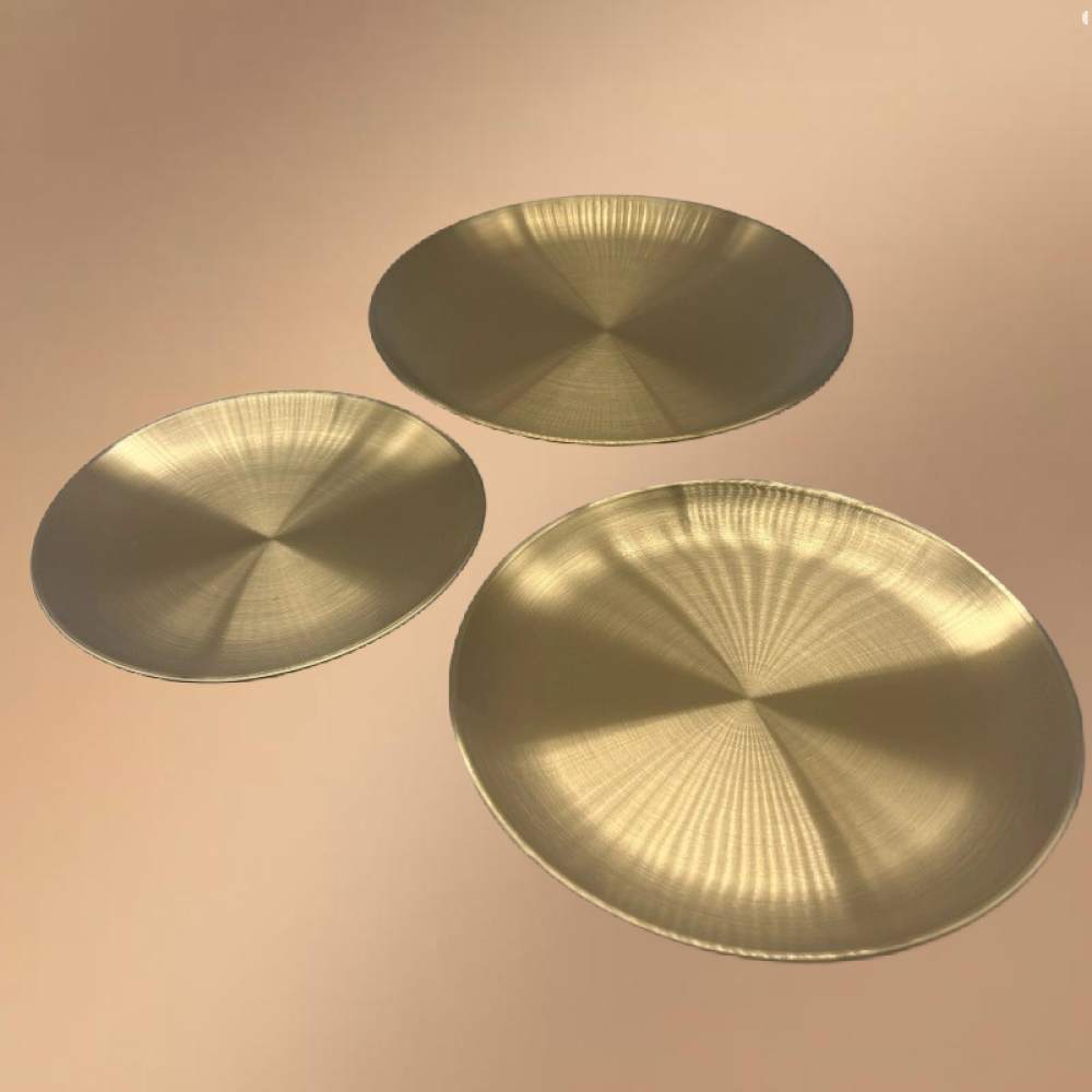 Golden Stainless Steel Round Snack Plate