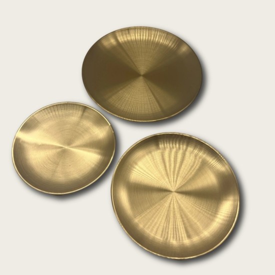 Golden Stainless Steel Round Snack Plate