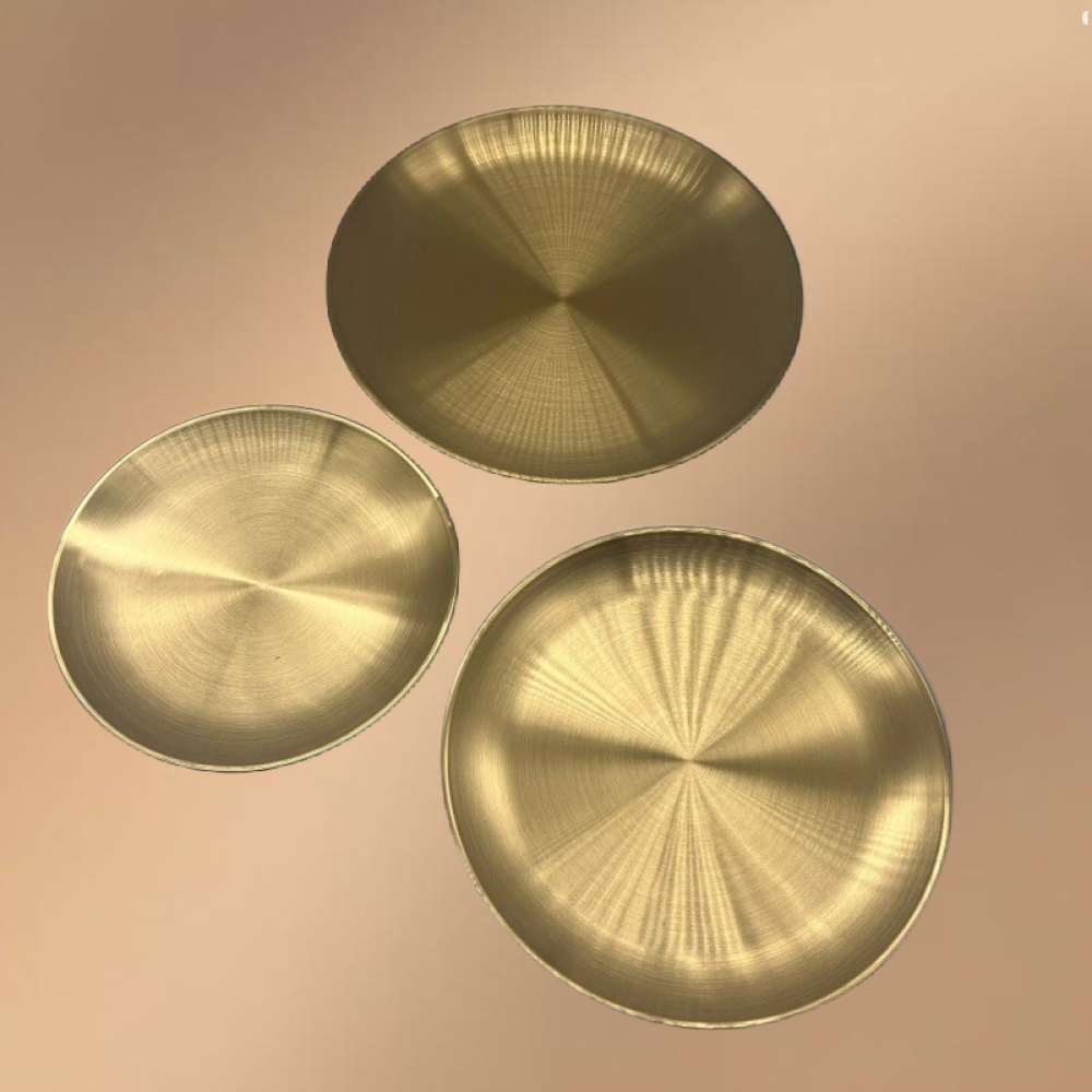 Golden Stainless Steel Round Snack Plate