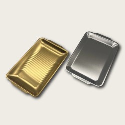 Golden Stainless Steel Rectangular Flat-Bottomed Tray