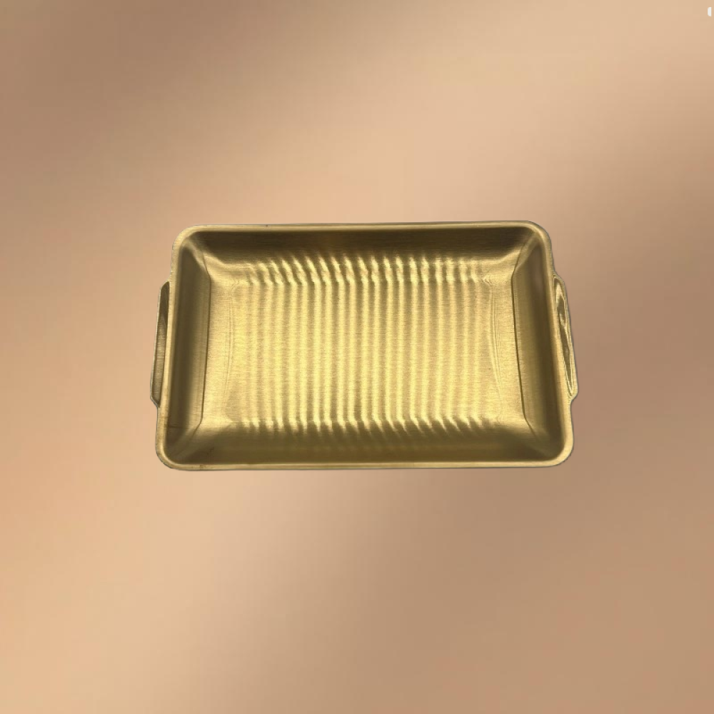 Golden Stainless Steel Rectangular Flat-Bottomed Tray