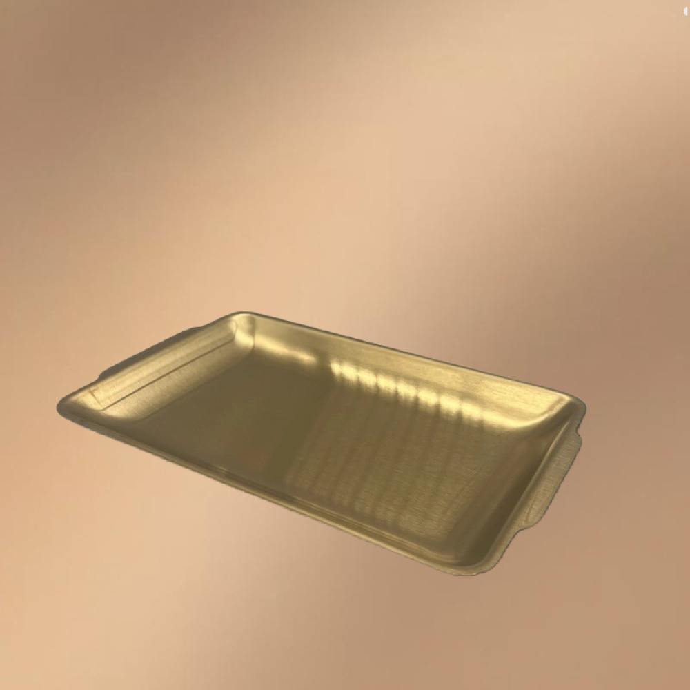 Golden Stainless Steel Rectangular Flat-Bottomed Tray