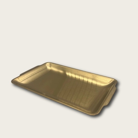 Golden Stainless Steel Rectangular Flat-Bottomed Tray