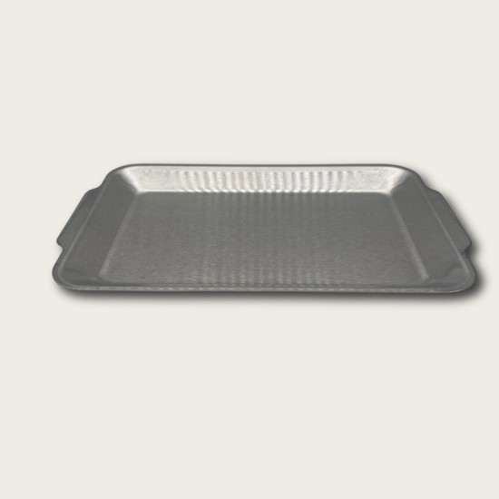 Silver Stainless Steel Rectangular Flat-Bottomed Tray