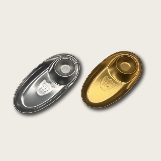 Golden Stainless Steel Compartmentalized Snack Plate