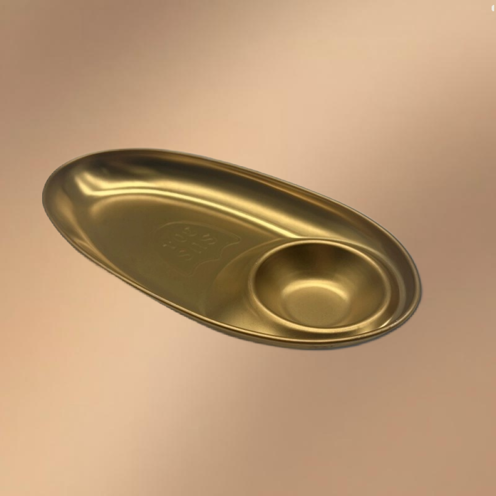 Golden Stainless Steel Compartmentalized Snack Plate