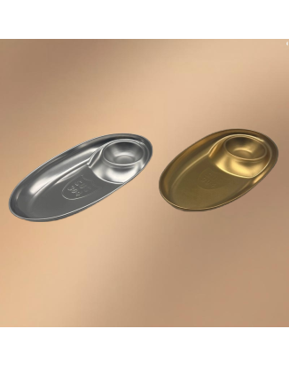 Golden Stainless Steel Compartmentalized Snack Plate