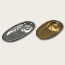 Silver Stainless Steel Compartmentalized Snack Plate