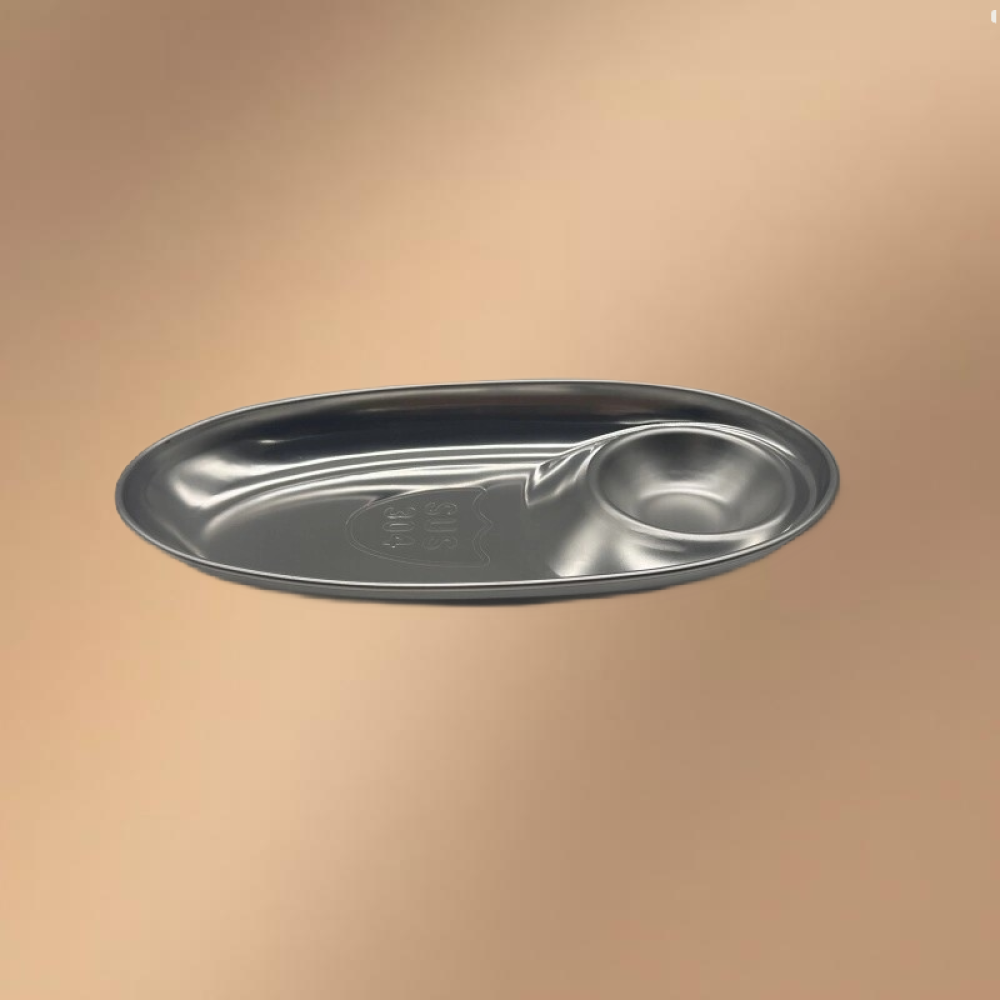 Silver Stainless Steel Compartmentalized Snack Plate Silver Stainless Steel Compartmentalized Snack Plate