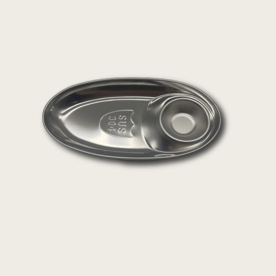 Silver Stainless Steel Compartmentalized Snack Plate