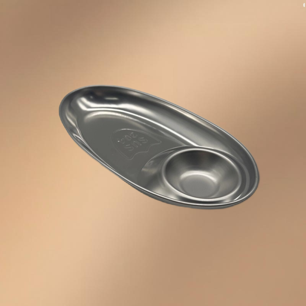 Silver Stainless Steel Compartmentalized Snack Plate Silver Stainless Steel Compartmentalized Snack Plate