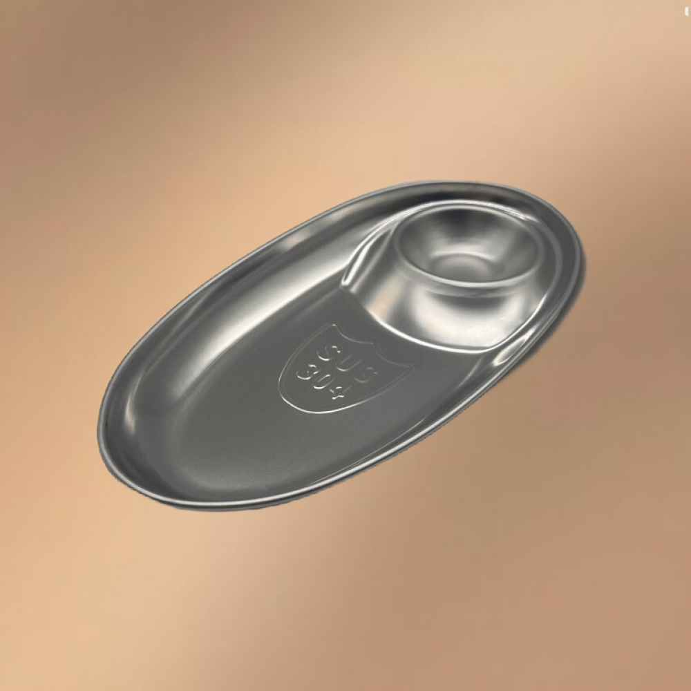 Silver Stainless Steel Compartmentalized Snack Plate Silver Stainless Steel Compartmentalized Snack Plate