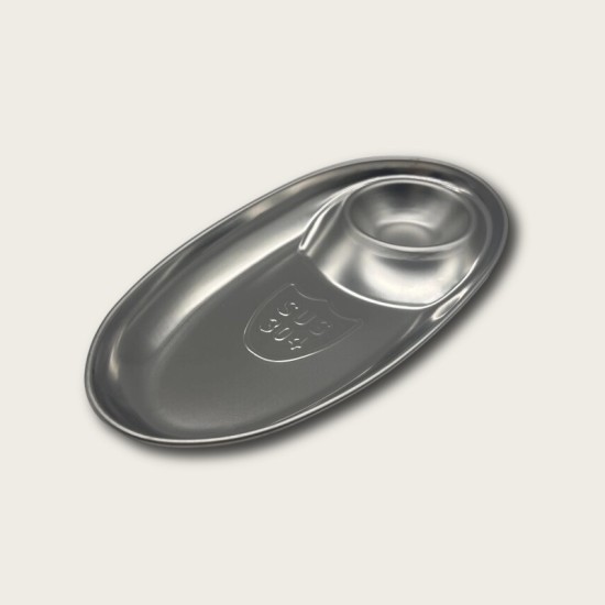 Silver Stainless Steel Compartmentalized Snack Plate