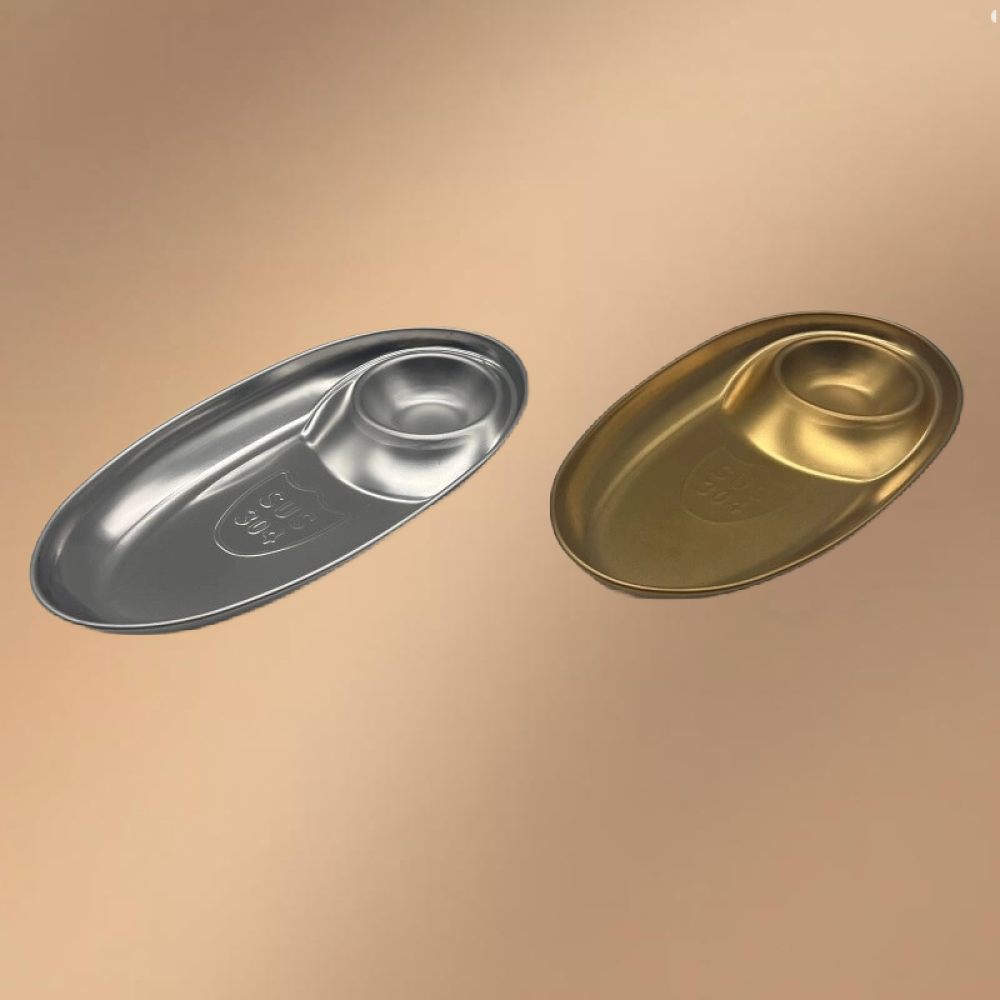 Silver Stainless Steel Compartmentalized Snack Plate Silver Stainless Steel Compartmentalized Snack Plate