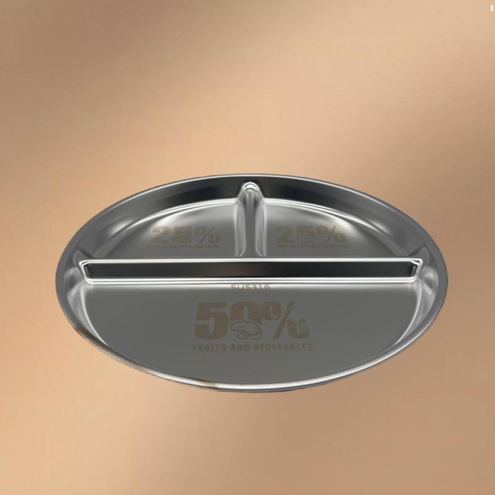 Stainless Steel Compartmentalized Thickened Dinner Plate