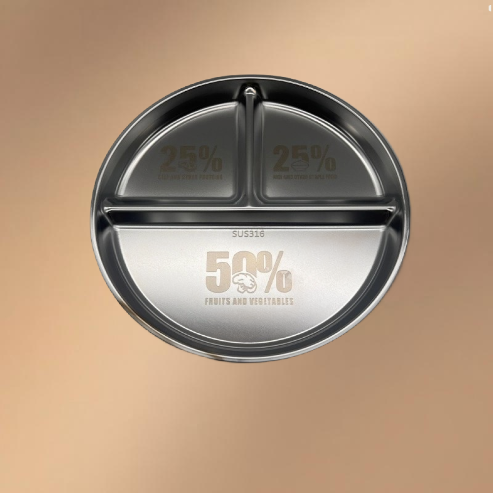Stainless Steel Compartmentalized Thickened Dinner Plate