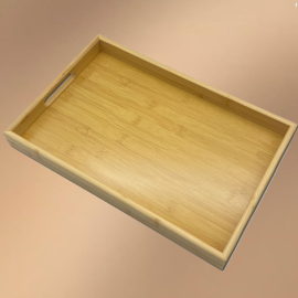 Large Rectangular Wooden And Bamboo Dinner Plate