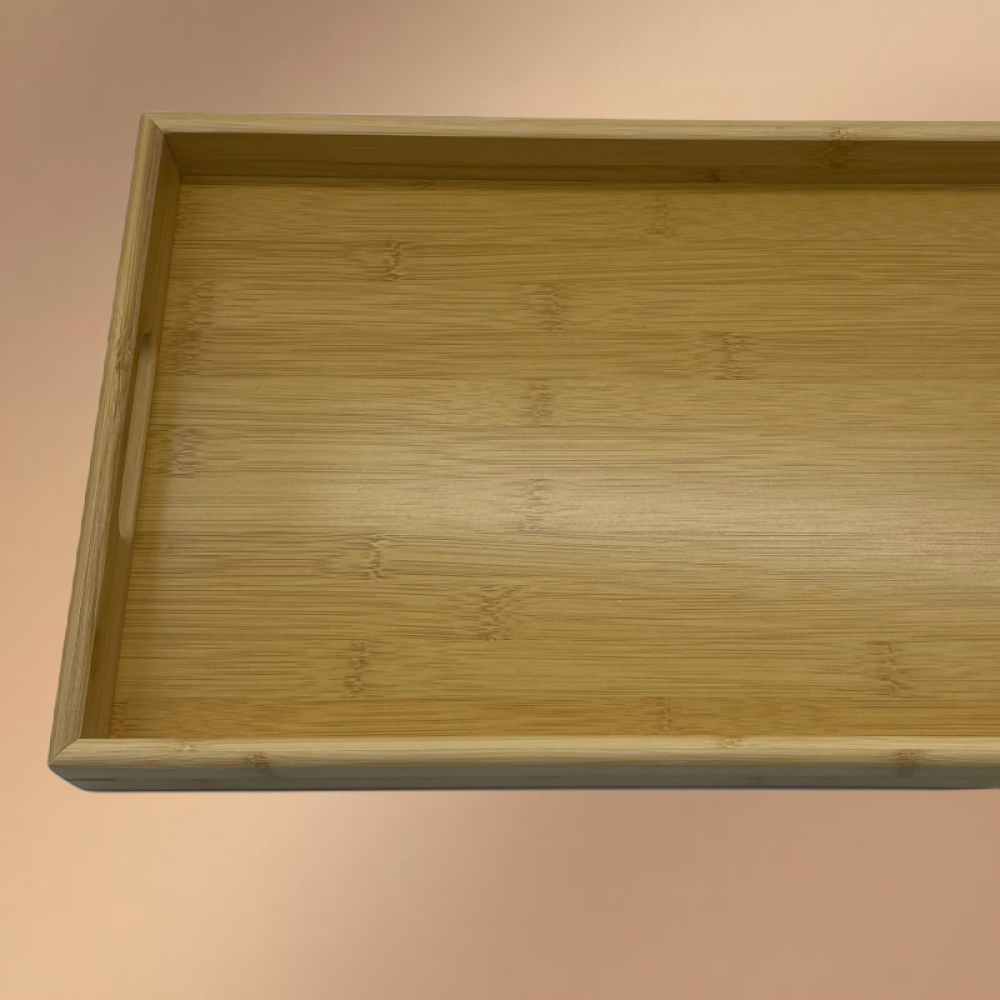 Large Rectangular Wooden And Bamboo Dinner Plate