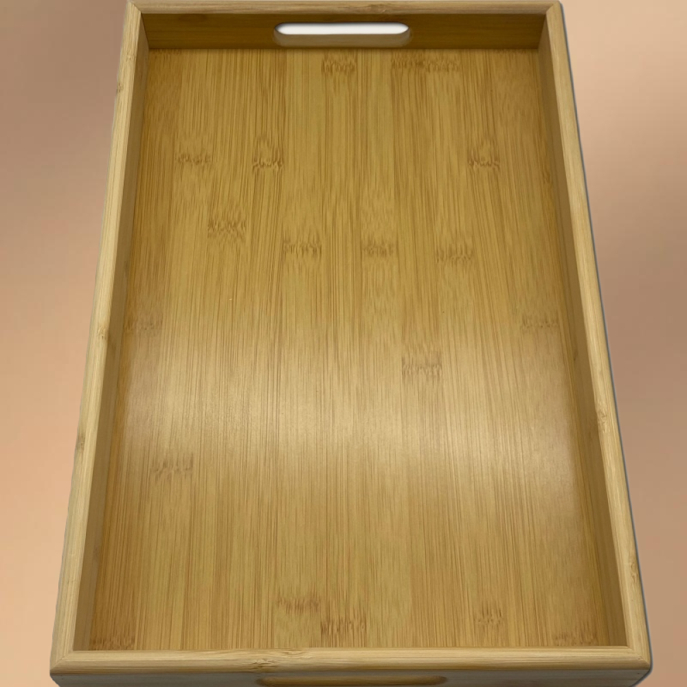 Large Rectangular Wooden And Bamboo Dinner Plate