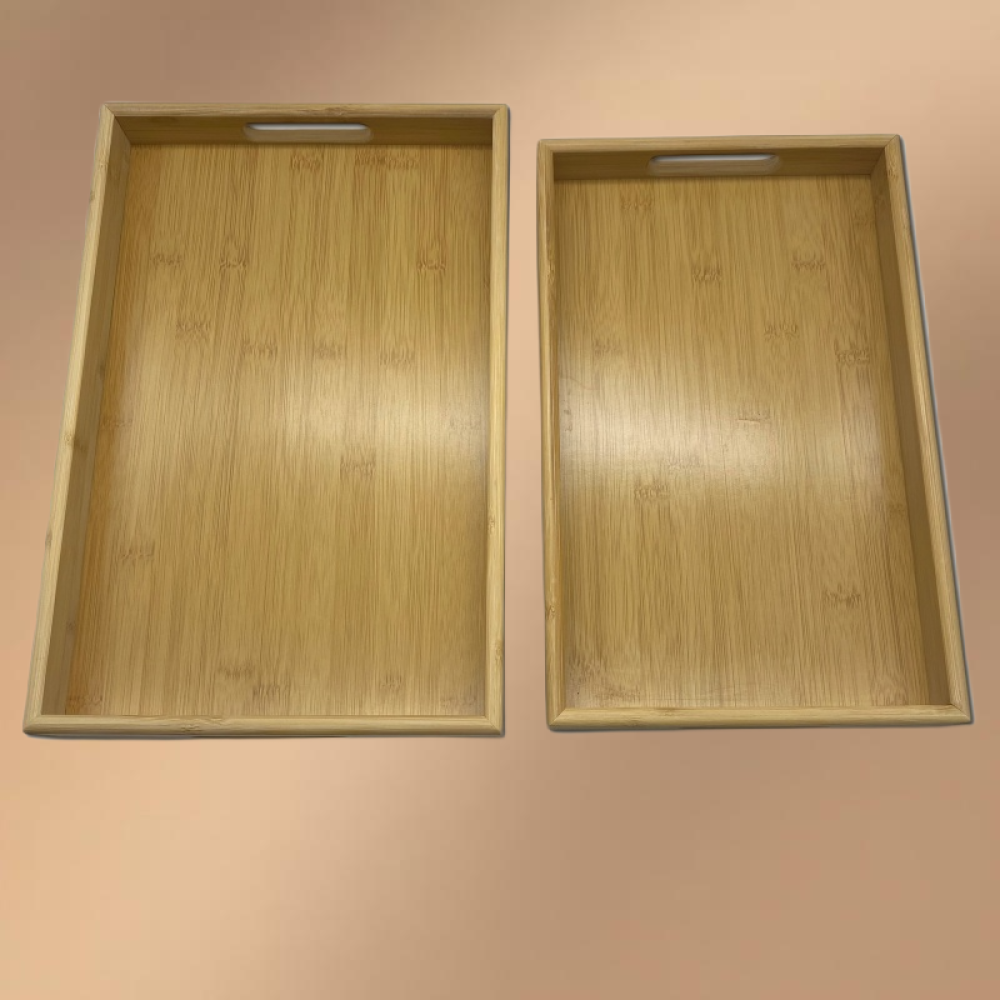 Large Rectangular Wooden And Bamboo Dinner Plate