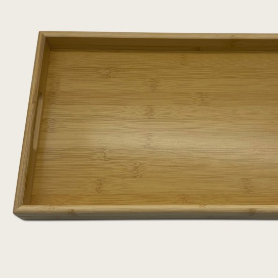Medium-Sized Wooden And Bamboo Rectangular Dinner Plate