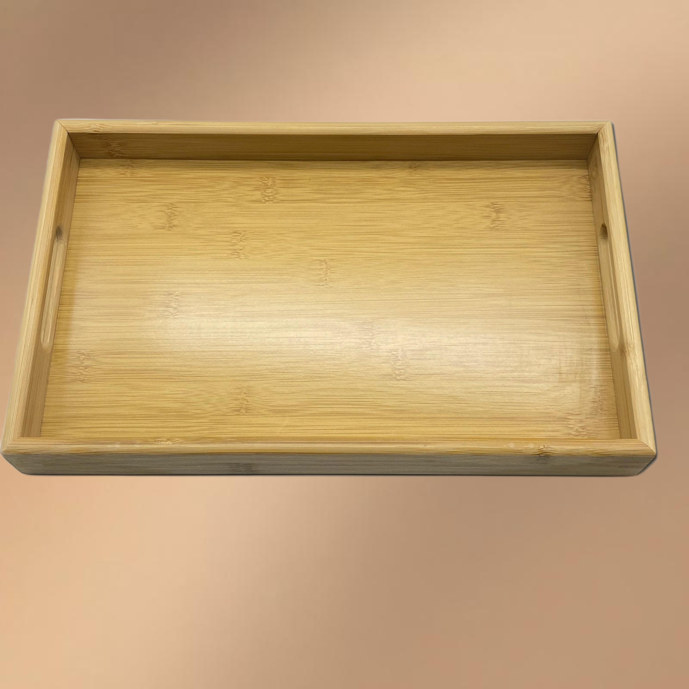 Medium-Sized Wooden And Bamboo Rectangular Dinner Plate