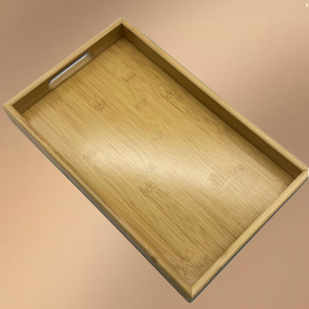 Medium-Sized Wooden And Bamboo Rectangular Dinner Plate