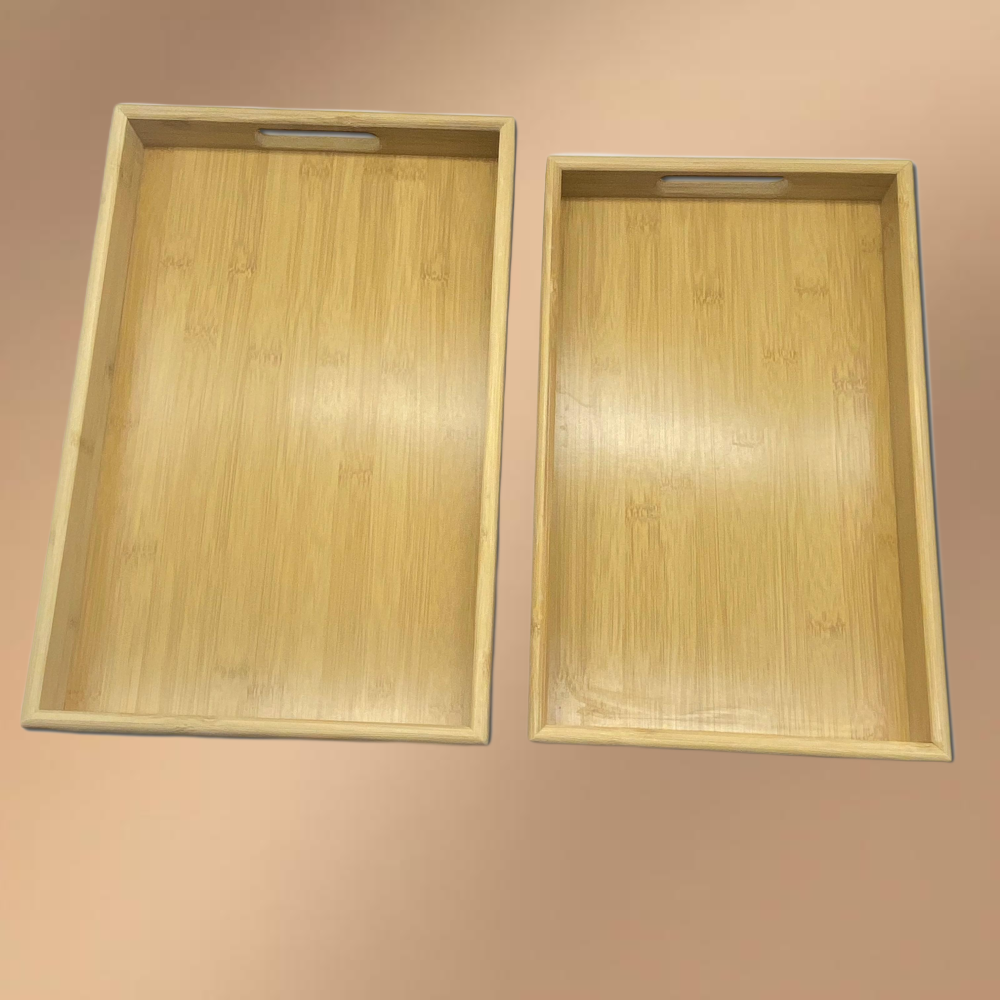 Medium-Sized Wooden And Bamboo Rectangular Dinner Plate