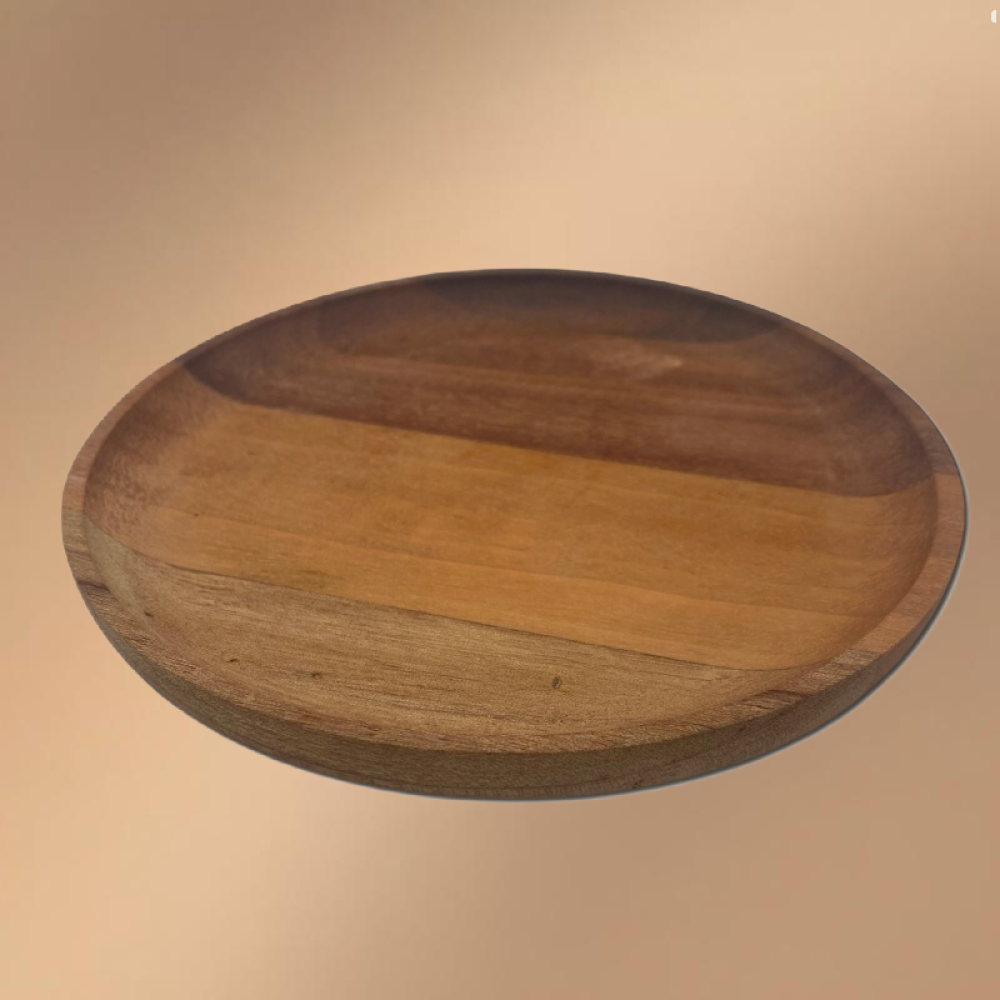 Medium-Sized Round Wooden Tray