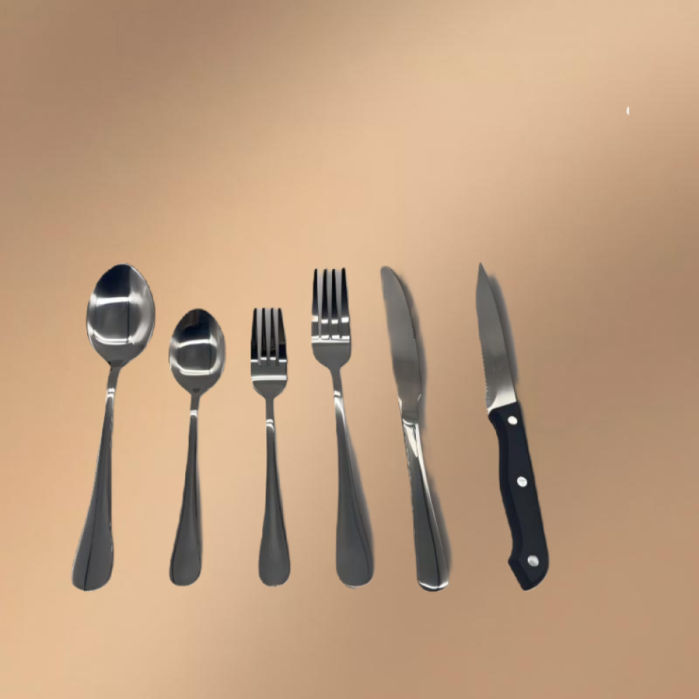 Silver Stainless Steel 24-Piece Western Dining Set