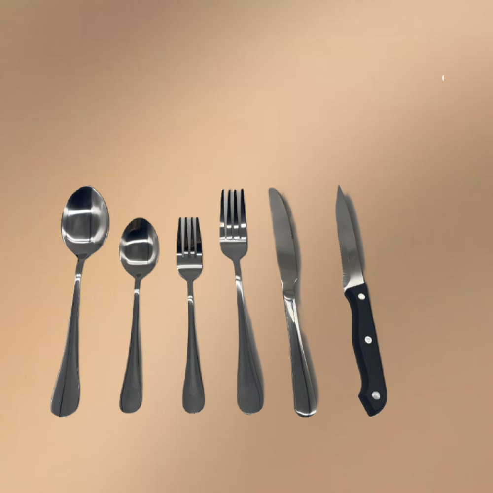 Silver Stainless Steel 24-Piece Western Dining Set