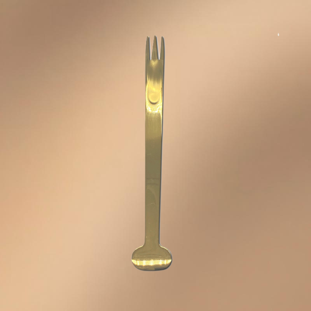 Golden Stainless Steel Dessert Fork (With Logo Printing Capability)