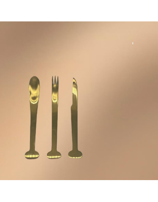 Golden Stainless Steel Dessert Fork (With Logo Printing Capability)