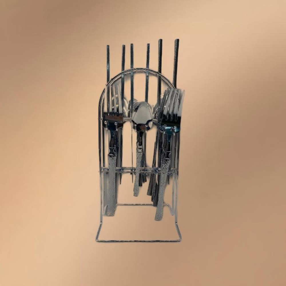 Silver Stainless Steel 24-Piece Tree-Pattern Handle Fine Dining Tableware